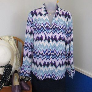 Candie's Bow Tie Roll Sleeve Button Down Blouse